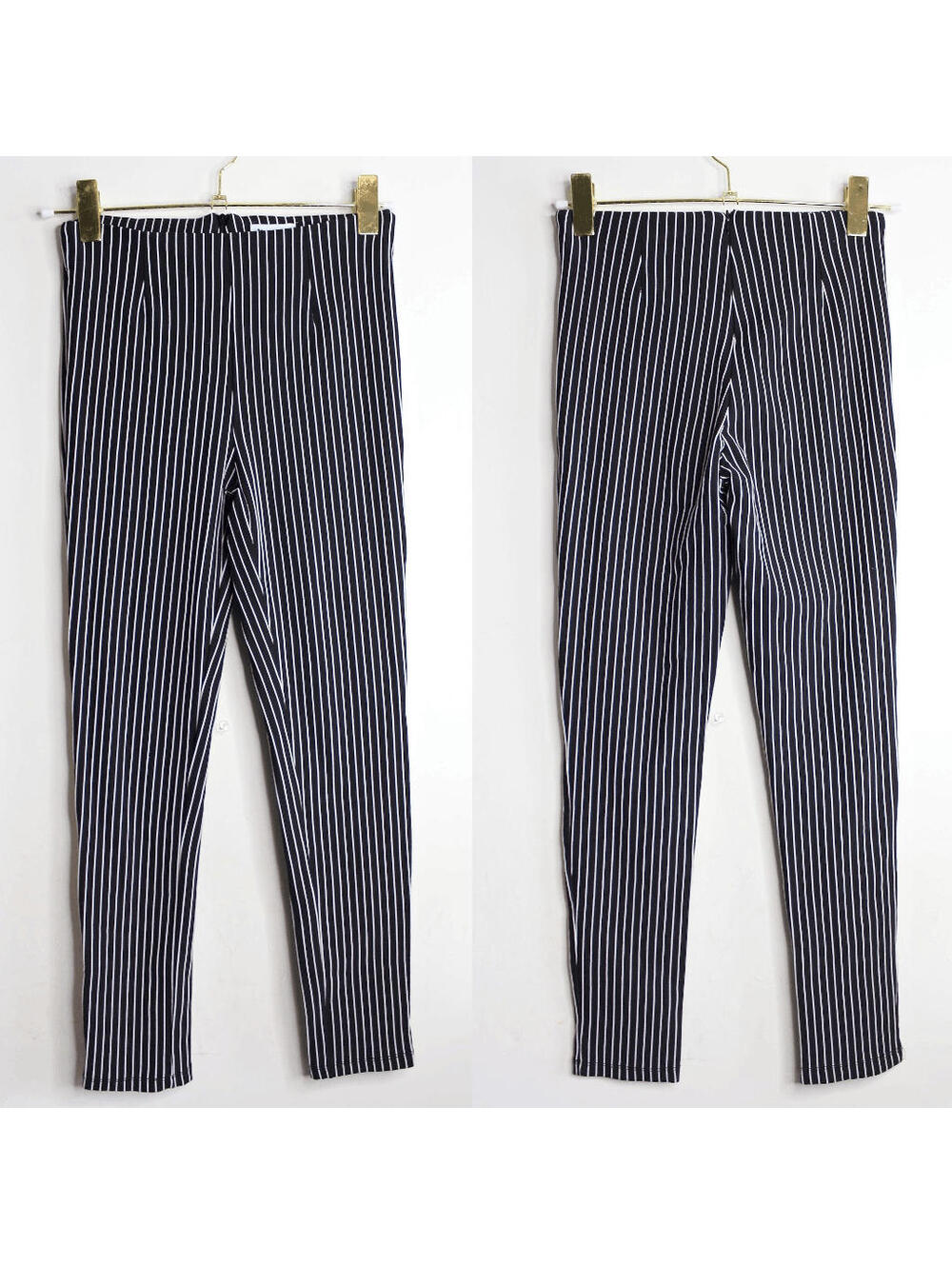 Princess Polly Black White Striped High Waist Leggings - 6